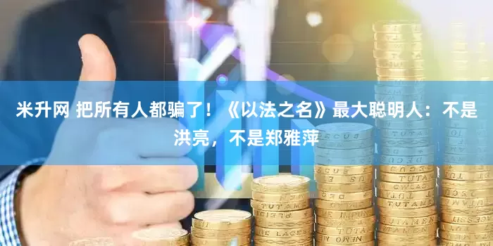 米升网 把所有人都骗了！《以法之名》最大聪明人：不是洪亮，不是郑雅萍